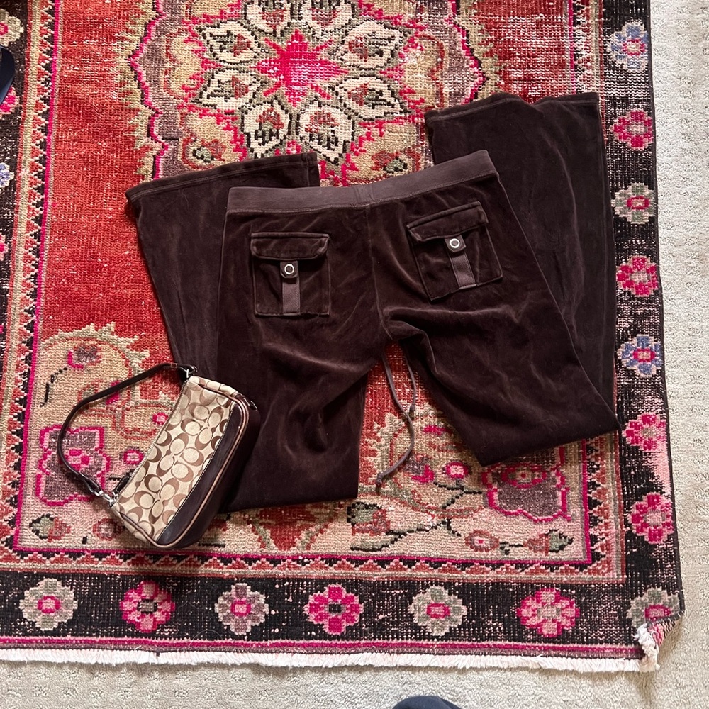 Low rise juicy couture velour track pants